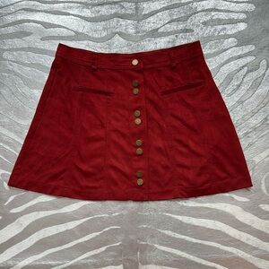 Zara Red Mini Skirt with Button Detail